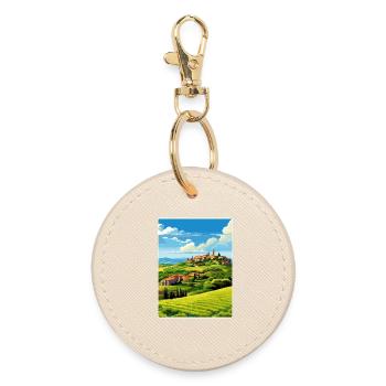 Italy Travel Poster Souvenir WPA Postcard Painting - Round Keyring - oyster - Front