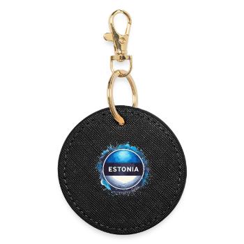 Estonia Flag Flag Gift - Round Keyring - black - Front