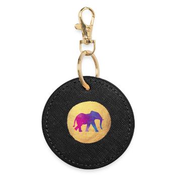 Yoga Yogi Holi India Gold Circle Elephant meditate - Round Keyring - black - Front