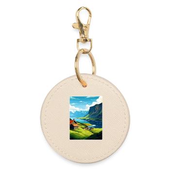The Fjords Norway Norwegian Mountains Scandinavian - Round Keyring - oyster - Front
