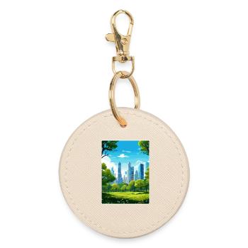 New York State Travel Poster Souvenir Painting WPA - Round Keyring - oyster - Front