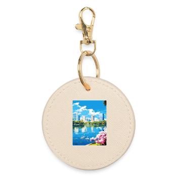 Orlando Beach Florida City Travel Poster Souvenir - Round Keyring - oyster - Front