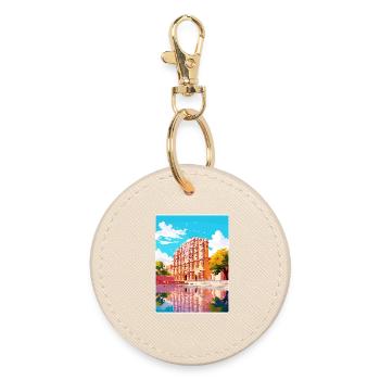 Hawa Mahal India Travel Poster Souvenir Paint WPA - Round Keyring - oyster - Front
