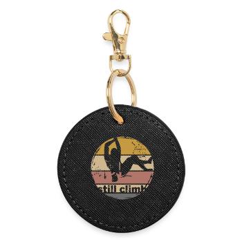 escalade rétro bloc symbole logo icône vintage - Porte-clés rond - noir - Devant