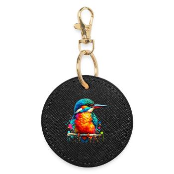 Martin-pêcheur - Porte-clés rond - noir - Devant