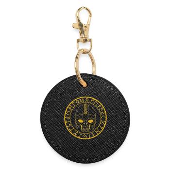 Wikinger Schädel (Gold) - Runder Schlüsselanhänger - Schwarz - Vorne