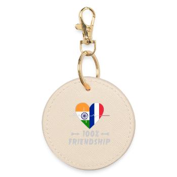 India and France 100% friendship - Round Keyring - oyster - Front