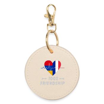 Armenien und Frankreich 100% Freundschaft - Runder Schlüsselanhänger - Auster - Vorne