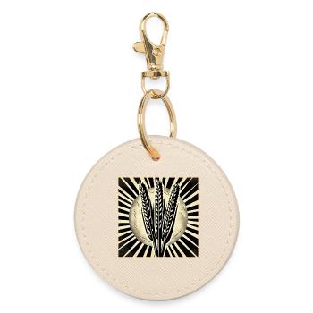 3 grain ears of wheat - Round Keyring - oyster - Front