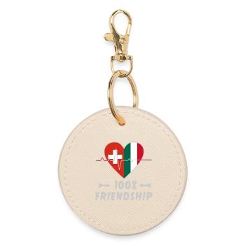 Schweiz und Italien 100% Freundschaft - Runder Schlüsselanhänger - Auster - Vorne