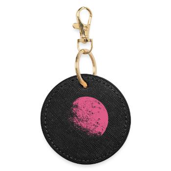 Rosa Mond - Runder Schlüsselanhänger - Schwarz - Vorne