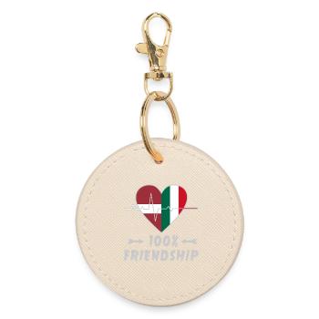 Latvia and Italy 100% friendship - Round Keyring - oyster - Front