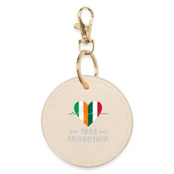 Irland und Italien 100% Freundschaft - Runder Schlüsselanhänger - Auster - Vorne