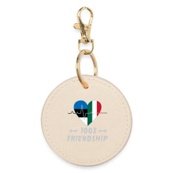 Estonia and Italy 100% friendship - Round Keyring - oyster - Front