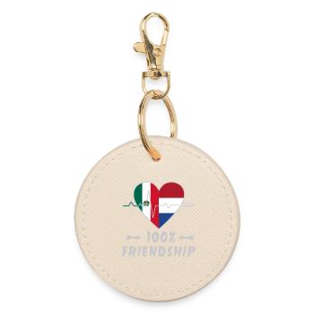 Mexico and Netherlands 100% friendship - Round Keyring - oyster - Front