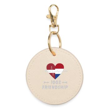 Lettland und Niederlande 100% Freundschaft - Runder Schlüsselanhänger - Auster - Vorne