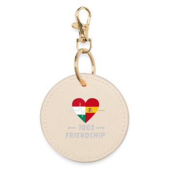 Ungarn und Spanien 100% Freundschaft - Runder Schlüsselanhänger - Auster - Vorne