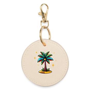 Palm tree colorful - Round Keyring - oyster - Front