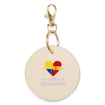 Kolumbien und Spanien 100% Freundschaft - Runder Schlüsselanhänger - Auster - Vorne