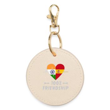India and Spain 100% friendship - Round Keyring - oyster - Front
