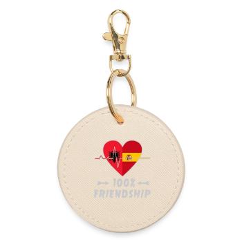 Albania and Spain 100% friendship - Round Keyring - oyster - Front