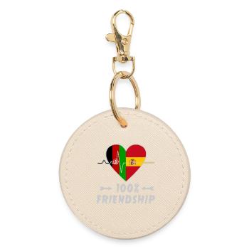 Afghanistan und Spanien 100% Freundschaft - Runder Schlüsselanhänger - Auster - Vorne