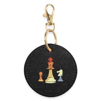 Pièces d’échecs vintage - Porte-clés rond - noir - Devant