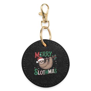 Joyeux Slothmas - Porte-clés rond - noir - Devant