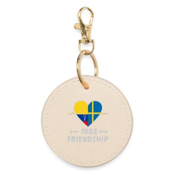 Kolumbien und Schweden 100% Freundschaft - Runder Schlüsselanhänger - Auster - Vorne