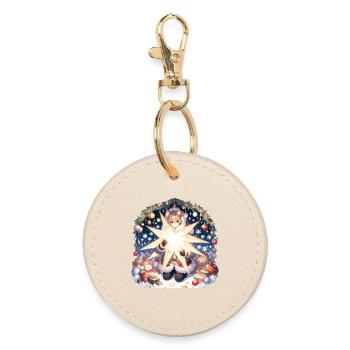 Chat mignon Manga Noël Design - Porte-clés rond - huître - Devant