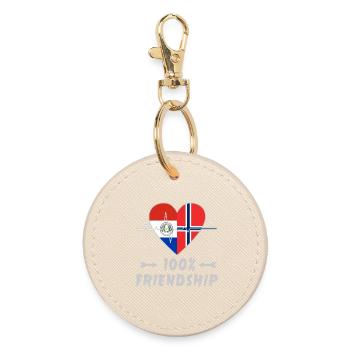 Paraguay and Norway 100% friendship - Round Keyring - oyster - Front