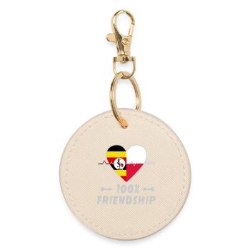 Uganda and Poland 100% friendship - Round Keyring - oyster - Front