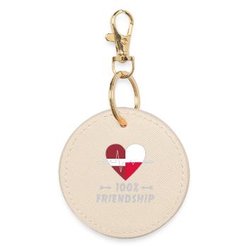 Latvia and Poland 100% friendship - Round Keyring - oyster - Front
