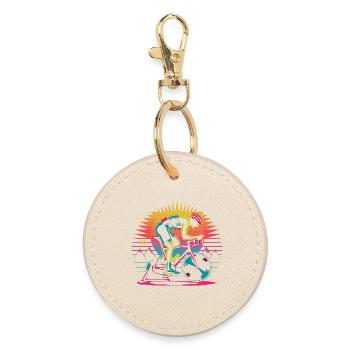 Retro Cyclist Turbo Trainer - Round Keyring - oyster - Front