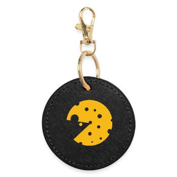 Du fromage ou une souris dans cette illusion d’optique amusante - Porte-clés rond - noir - Devant