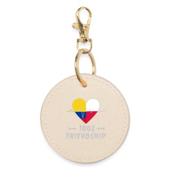 Colombia and Poland 100% friendship - Round Keyring - oyster - Front