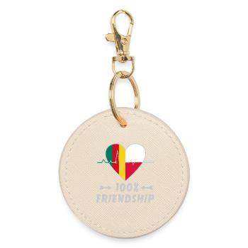 Kamerun und Polen 100% Freundschaft - Runder Schlüsselanhänger - Auster - Vorne