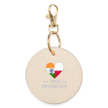 India and Poland 100% friendship - Round Keyring - oyster - Front