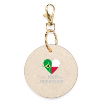 Brazil and Poland 100% friendship - Round Keyring - oyster - Front