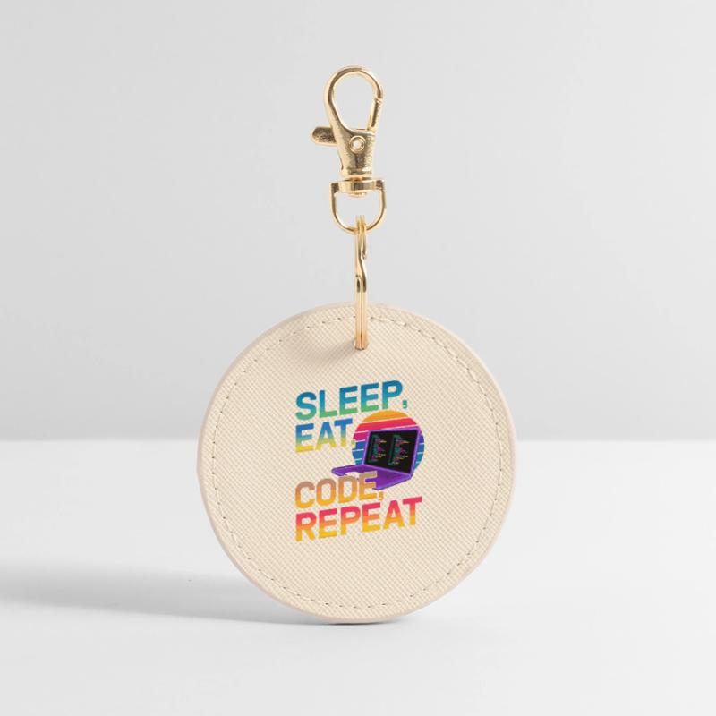 Sleep Eat Code Repeat Gift For Coder Round Keyring