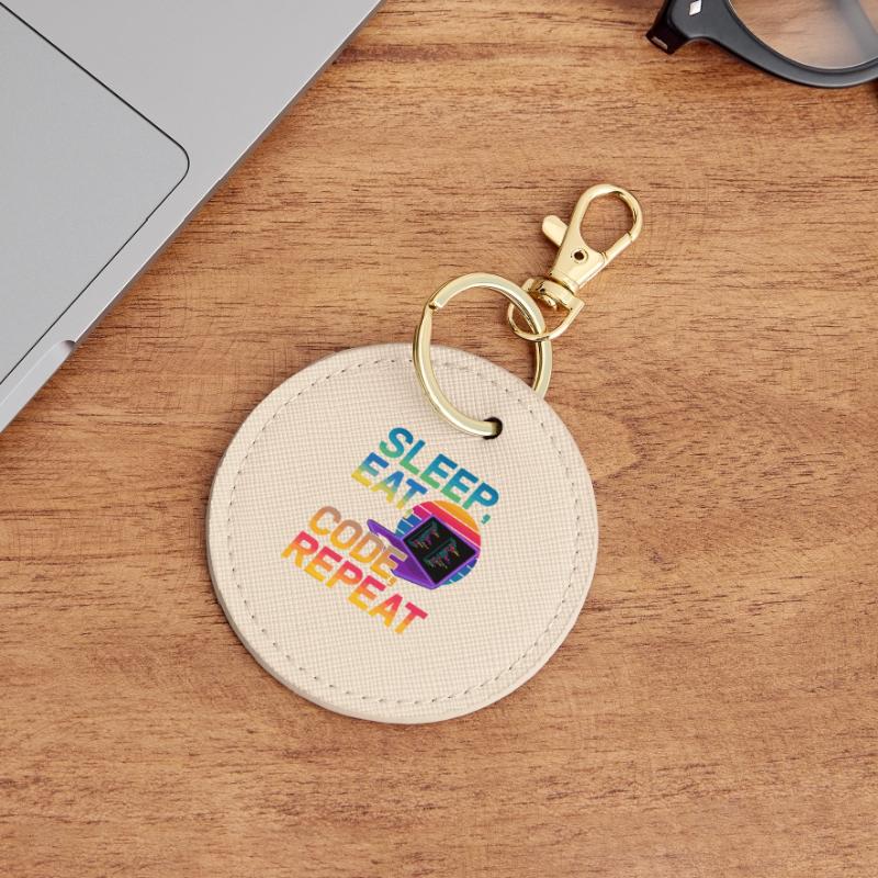 Sleep Eat Code Repeat Geschenk für Coder Runder Schlüsselanhänger