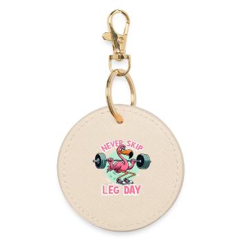 Leg Day Flamingo Beintraining witzig Gym Geschenk - Runder Schlüsselanhänger - Auster - Vorne