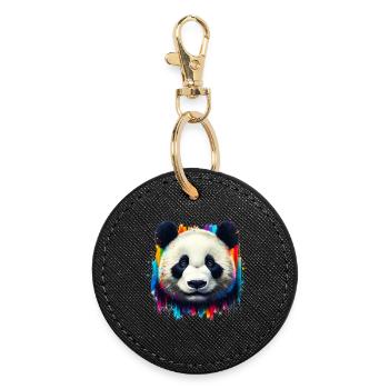 Panda - Runder Schlüsselanhänger - Schwarz - Vorne