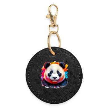 Panda - Runder Schlüsselanhänger - Schwarz - Vorne