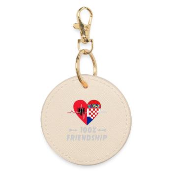 Albania and Croatia 100% friendship - Round Keyring - oyster - Front