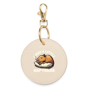 I Need a Little Napybara, Lustiges Capybara Design - Runder Schlüsselanhänger - Auster - Vorne