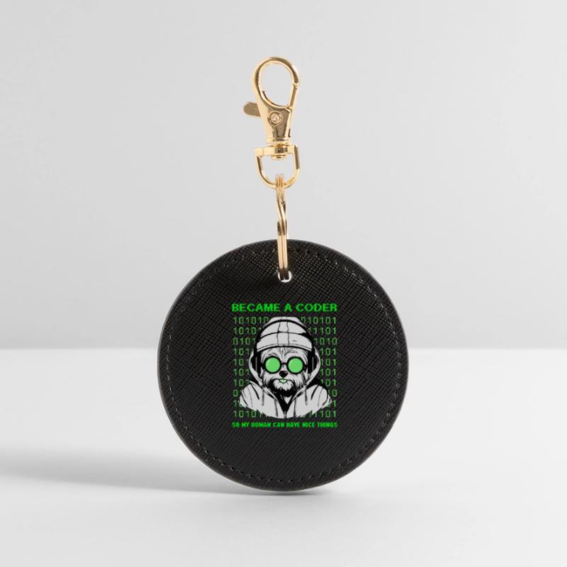 Devenu codeur – Hacker Dog Binary Look Porte-clés rond