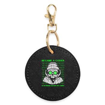 Became a Coder – Cyber Dog Binary - Runder Schlüsselanhänger - Schwarz - Vorne