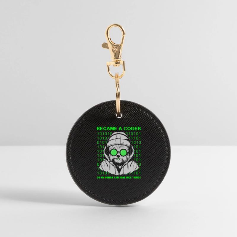 Became a Coder – Cyber Dog Binary Runder Schlüsselanhänger