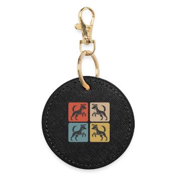 Jack Russell Terrier Design - Runder Schlüsselanhänger - Schwarz - Vorne